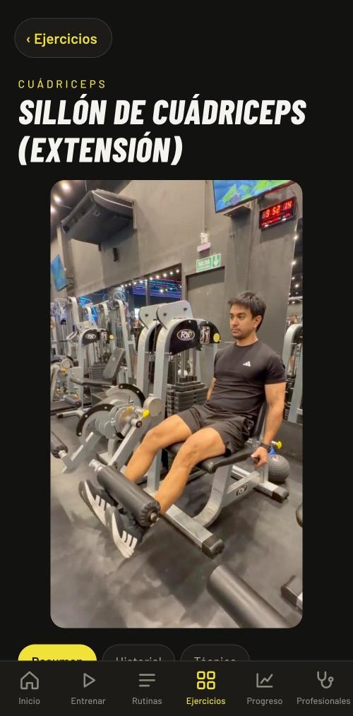 Ejercicio abierto: Fran haciendo el sillón de cuádriceps en video